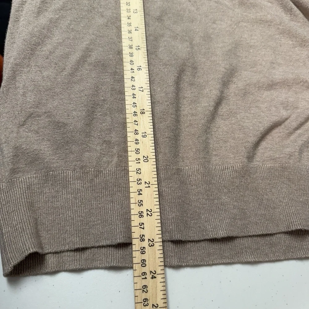Tahari Sweater Women XL Tan/Brown Turtleneck Lightweight Gold Button Minimalist